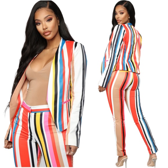 Fashion Nova Pants - Striped 2 Piece